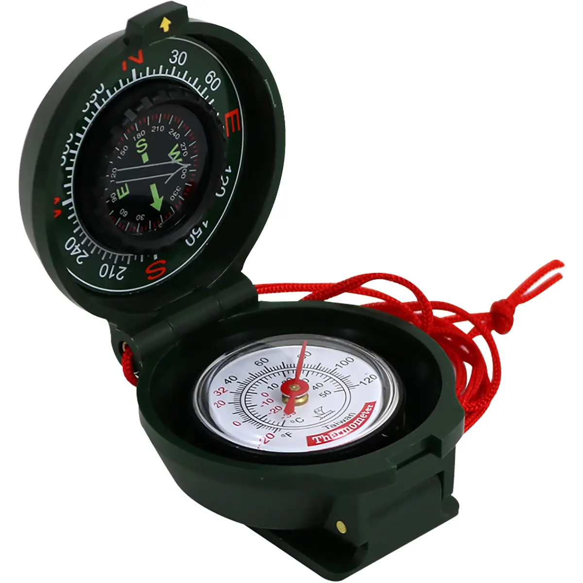 Coghlan's 2-in-1 Compass and Thermometer, Liquid-Filled Outdoor Gear for Camping and Hiking with Luminous Dial, Lanyard & Belt Clip, Built In Compass, Dual Instruments, Fahrenheit/Celsius
