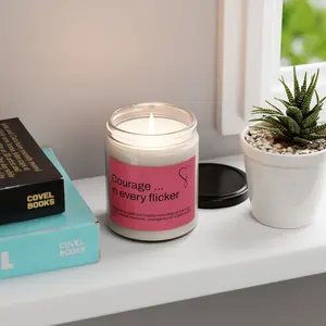 Pure Soy Scented Candle, 9oz, Courage Candle, book lover, Stress Relief, Made in USA, gift for her, mom gift, gift for those battling cancer
