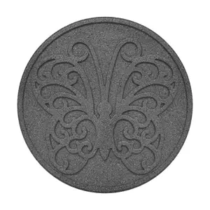 TierraVerde 4 Pack 18" x 18" Butterfly Round Decorative Stepping Stones, Grey