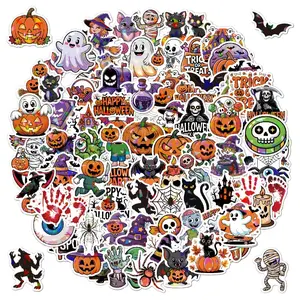 100PCS Halloween Stickers Pack Waterproof Vinyl Decals Pumpkin Ghost Skeleton Stickers for Laptop Water Bottle Phone Case Scrapbook Party Favor TikTok Viral Trending