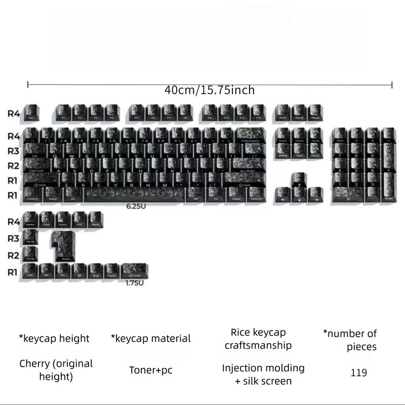Carbon Fiber Side Engraved Keycaps 119 Keys Wooring Bee Magnetic Axis Compatible Mechanical Keyboard Universal Fit