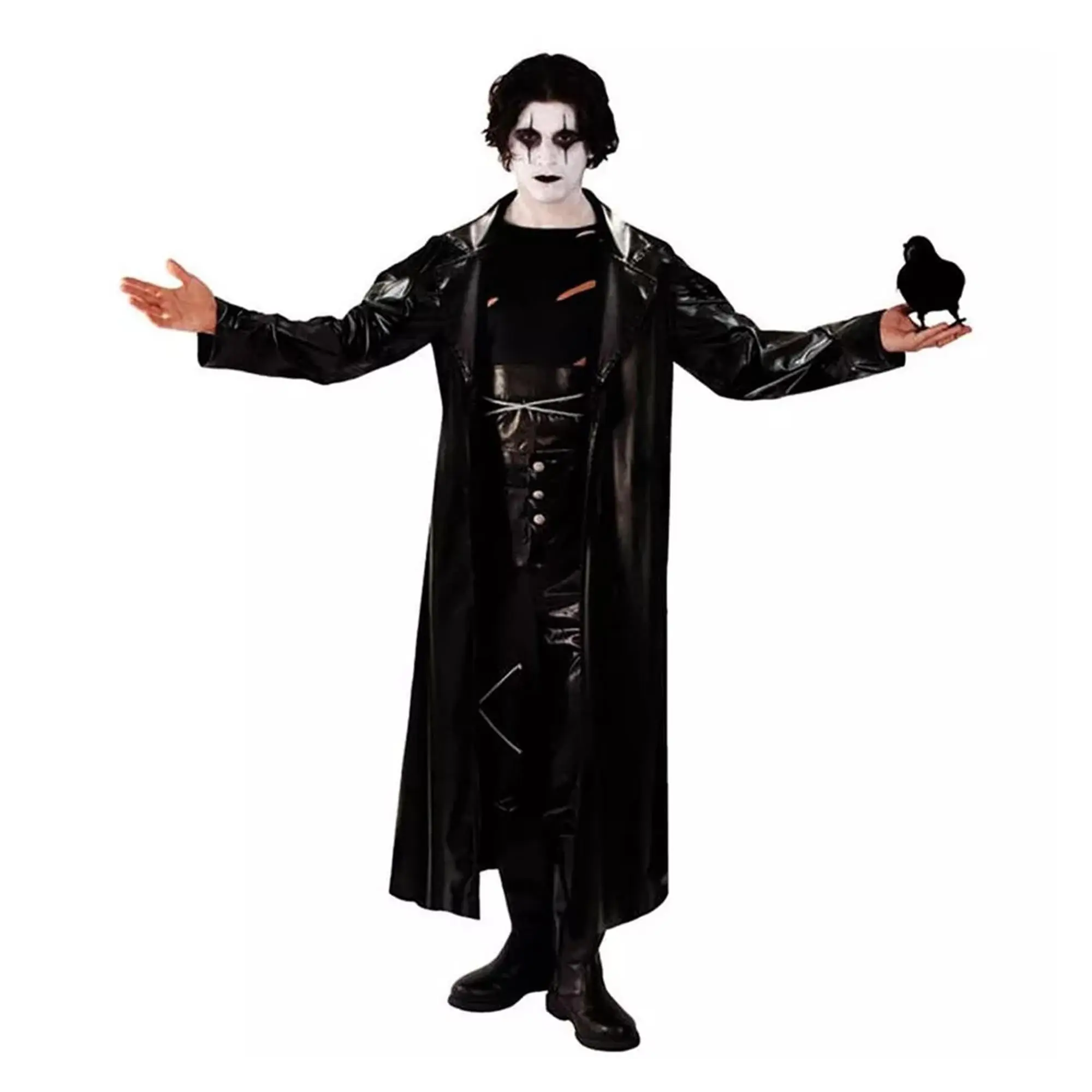 Gothic Avenger Men's Costume, 4-Piece Tattered Superhero Outfit Including Long Jacket, Top, Trousers, and Belt