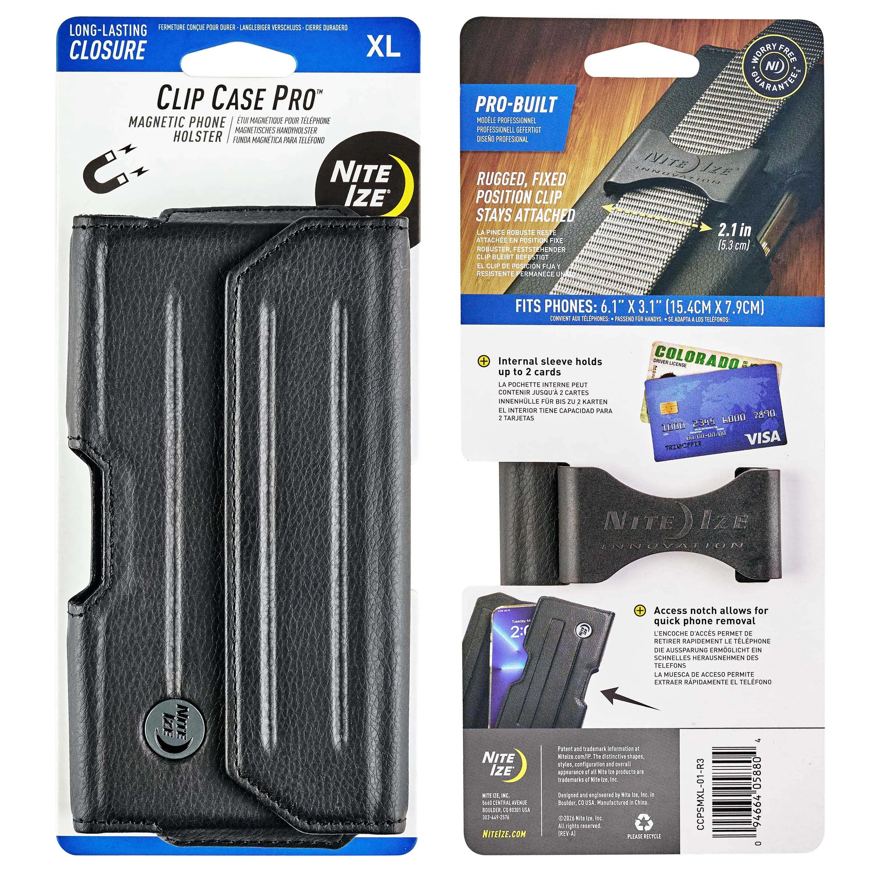 Clip Case Pro™ Horizontal Magnetic Smartphone Holster - XL, Handheld Protector for Card-Compatible Devices