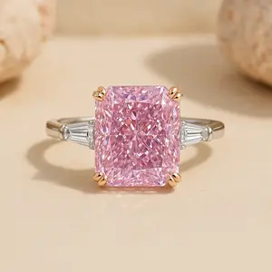 Solarii Radiant Cut Two-tone Pink Stone 2.0ct Engagement Ring – 5A Cubic Zirconia CZ, 925 Sterling Silver, Perfect for Daily Wear for Women – Look at This, Refresh Your Look, Find Your Perfect Travel Suit