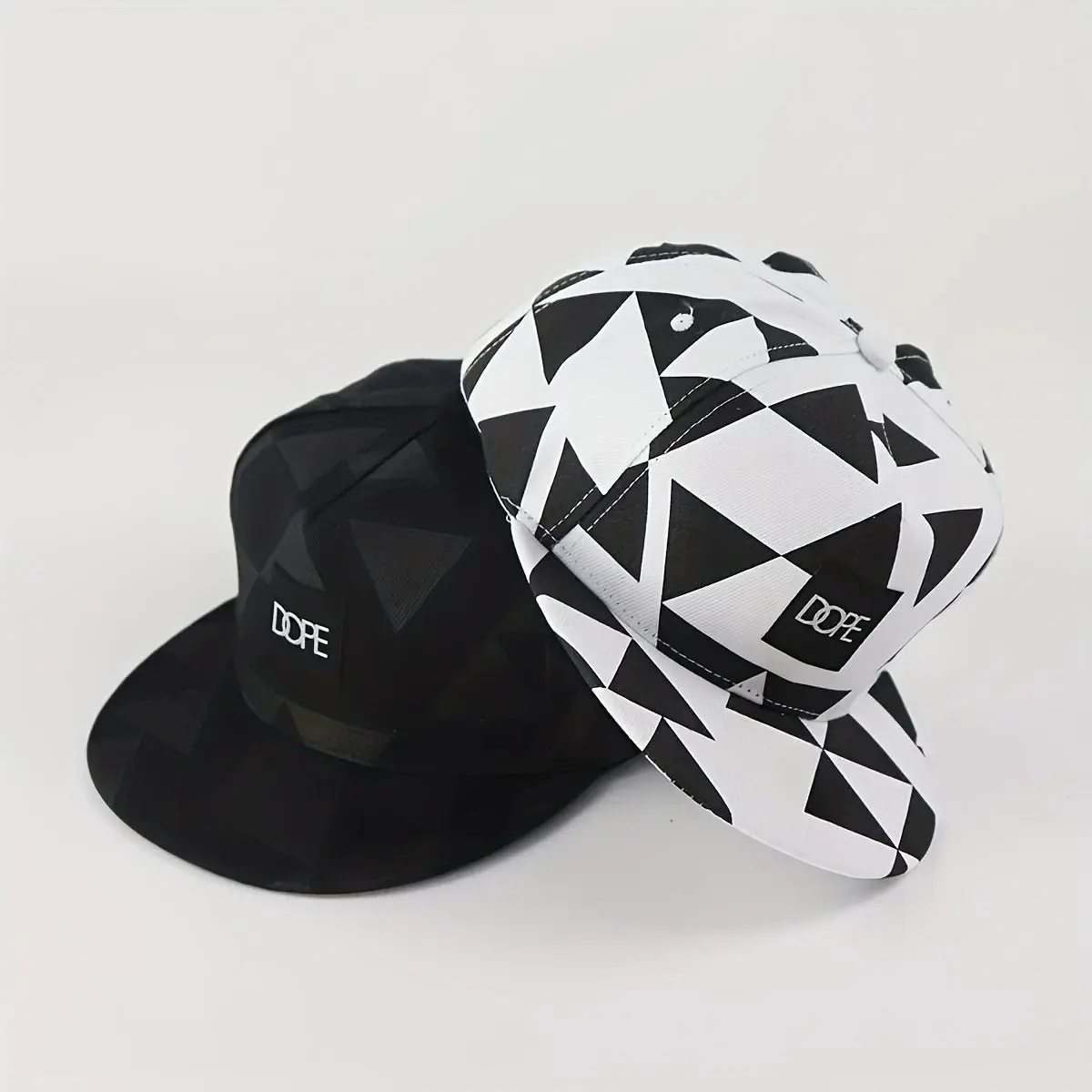 Triangle Block Print Hip-Hop Baseball Hat - Street Dance Flat Brim Cap