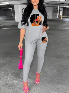 Spring Summer Fashion Women's Two-Piece Set Casual Sportswear Athleisure Wear Set, Stylish Print Simple Mix-And-Match, Daily Comfortable Wear