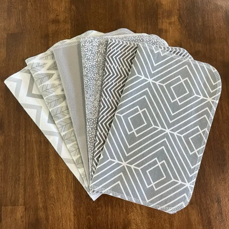 Grey Variety Pack - Eco-Friendly Reusable Kitchen Paper Towel Replacement - 12 Pack Cotton Flannel Absorbent Cleaning