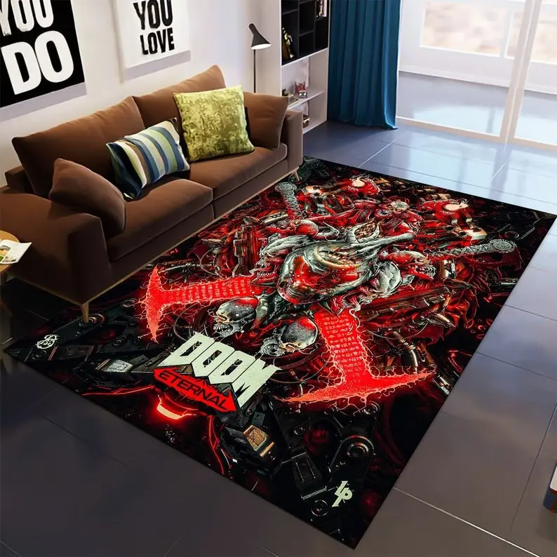 Doom Rug-Fear Rug-Skull Rug-Skeleton Rug-Black and Red Rug