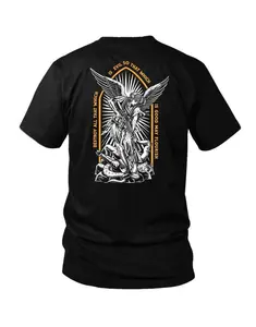FEEGO Saint Shirt Unisex Short Sleeve, Casual 100% Cotton, Army Military Menswear, Gun Shirt Tactical Gear, Graphic Shirt, Made In USA.