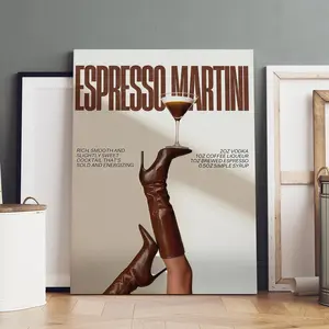 Wooden Frame Canvas Poster, Espresso Martini Cocktail Decor, Modern Home Art, Waterproof, Suitable for Bedroom, Living Room, Hallway