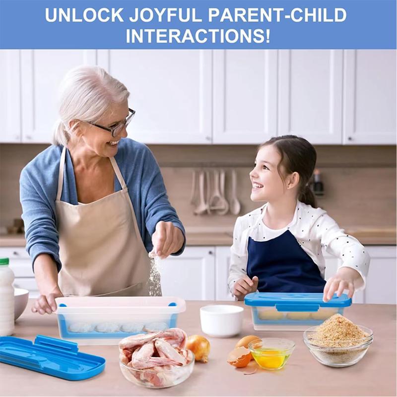 Multi-functional Batter Bowl with Lid,2-Pack Fish Batter Shaker,Better Breader Shaker Bowl with Breading Shaker Tray, Batter Bowl with Lids Shaker for Frying Chicken Wings Fish Onion Rings Veggies,Storage Box, Storage Compartment, Storage Container(Blue)