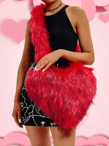 Women's Heart Design Plush Crossbody Bag, Fashionable Solid Color Shoulder Bag for Daily Used, Casual Trendy Versatile High-quality Daily Commuting Bag