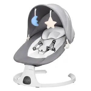 Aobtkel® Electric Baby Swing Rocker – Baby Items for 0-12 Months Newborns (Max 20 Lbs), 5 Natural Motion Speeds, Remote Control, Preset Melodies, Timer, Bluetooth, Portable (Grey)
