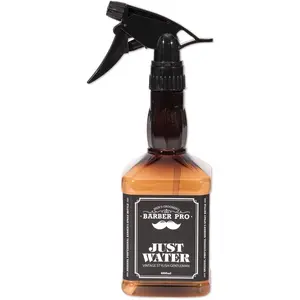 Barber Pro Just Water 20 oz Whiskey Bottle Inspired Water Spray Bottle Tin Canister Organizer for Barbershop Use