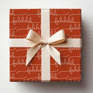 Christmas Carol Wrapping Paper Holiday Gift Wrapping Red Modern Christmas Wrapping Paper Script Lettering Falalalala