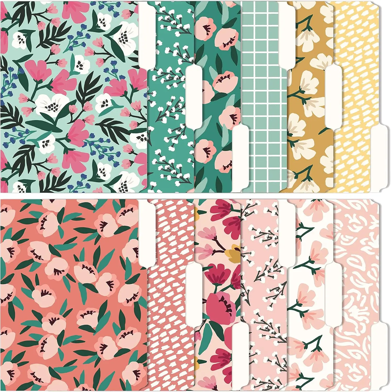 12 Pcs Cute File Folders 3-Tab Letter Size Decorative File Folders Boho Manilla 8.5 x 11 inch For Home Office School Supplies