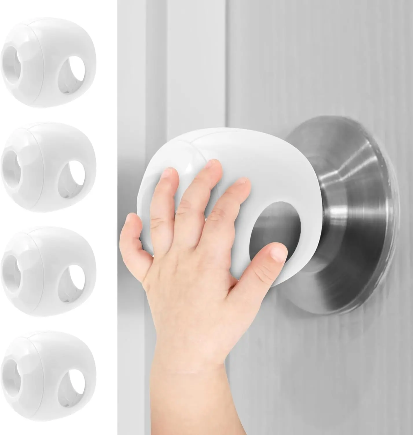Child Safety Door Knob Covers, 4 Pack Reusable Baby Proof Door Knob Locks, Universal Fit Door Handle Protectors, Easy Grip Lockable Design, No Tools Needed HALLOWEEN AND CHRISTMAS GIFTS