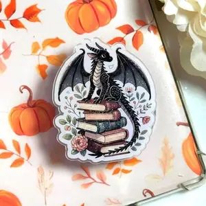 Book Dragon Magnetic Phone Grip: Fantasy Bookish MagSafe Kindle Grip, Cute Book Dragon Accessory, Kindle Reader Grip, Bookstagram Holder