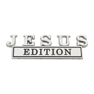 1pc 3D Raised Letter Jesus Edition Emblem Car Decal - Metal Sticker for Vehicles, Trucks, Motorcycles, SUV - Durable Door Tailgate Bumper Badge Auto Decoration