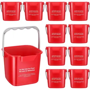 12 count 3 Quart Cleaning Bucket Small Sanitizing Square Bucket Detergent Pail for  Office Commercial Restaurant Kitchen Bathroom School (Red)