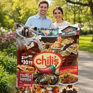 Chili's Collage Blanket Triple Dipper Ultra-Soft Flannel Cozy Throw for Couch Lounging Bed Dorm Use Travel Flights Cozy TikTok Binge Nights Perfect for Sofa Bed Travel and Flight Essentials Comfortable Napping Blanket Essential Home Textile