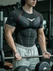 Men's Fitness Top, Quick-Dry Breathable Tight Fit, Muscle Definition, Short Sleeve T-Shirt, Gym Training, Outdoor Running, Comfortable