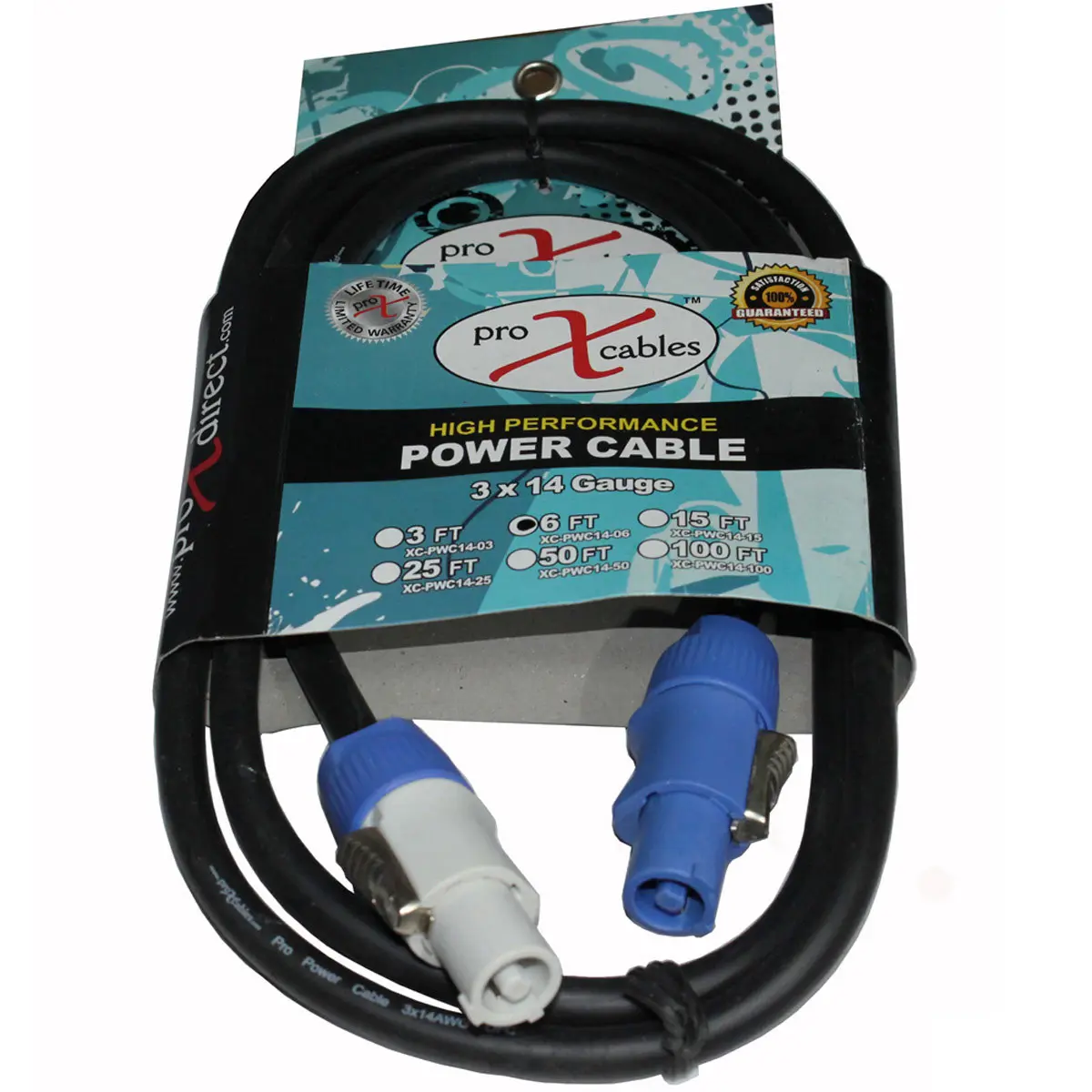 ProX XC-PWC14-06 6' 14 AWG PowerCon Out to PowerCon Link High Performance Power Cable