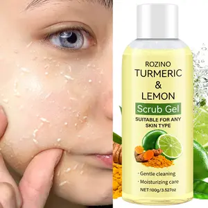 Rozino Turmeric Lemon Scrub Gel 100g, Contains Turmeric Extract & Lemon Plant Extract, Gentle Exfoliation, Moisturizing, Suitable for All Skin Types