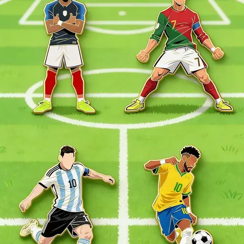 4pcs/set Creative Football Star Badge Alloy Brooch Pin, Soccer Star Figure Lapel Pins, Unisex Sports Accessory for Daily Wear & Gift, Fashion Lapel Pin