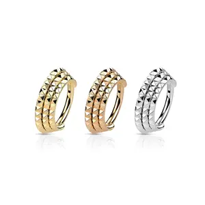 16G Triple Stacked Septum Ring • Clicker Hoop • Nose Ring • Septum Clicker • Daith Ring • Hinged Segment • Triple Layered • Cartilage Hoop