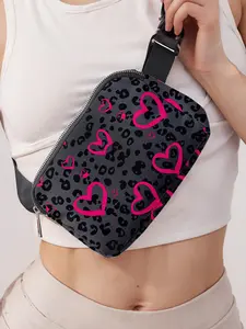 Fashion Heart Pattern Fanny Pack, Crossbody Fanny Pack, Casual Versatile Zipper Chest Bag for Women, Trendy All-match Belt Bag for Daily Use, Waist Bag, Waist Hip Bag, Pouch, Zipper Bum Bag, Valentine's Day, Gift