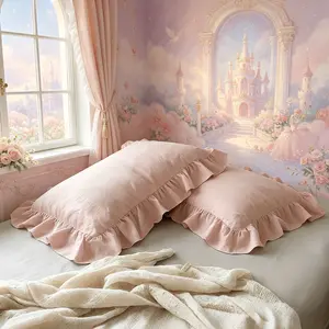 2 Pcs Ruffle Pillowcases, No Filler, Soft Microfiber Pillow Cases with Frilly Trim, Shabby Chic Decorative Pillow Covers for Bedroom,Year-Round Use,Cool Bed Accessories,Home Bedroom-Ideal Gift