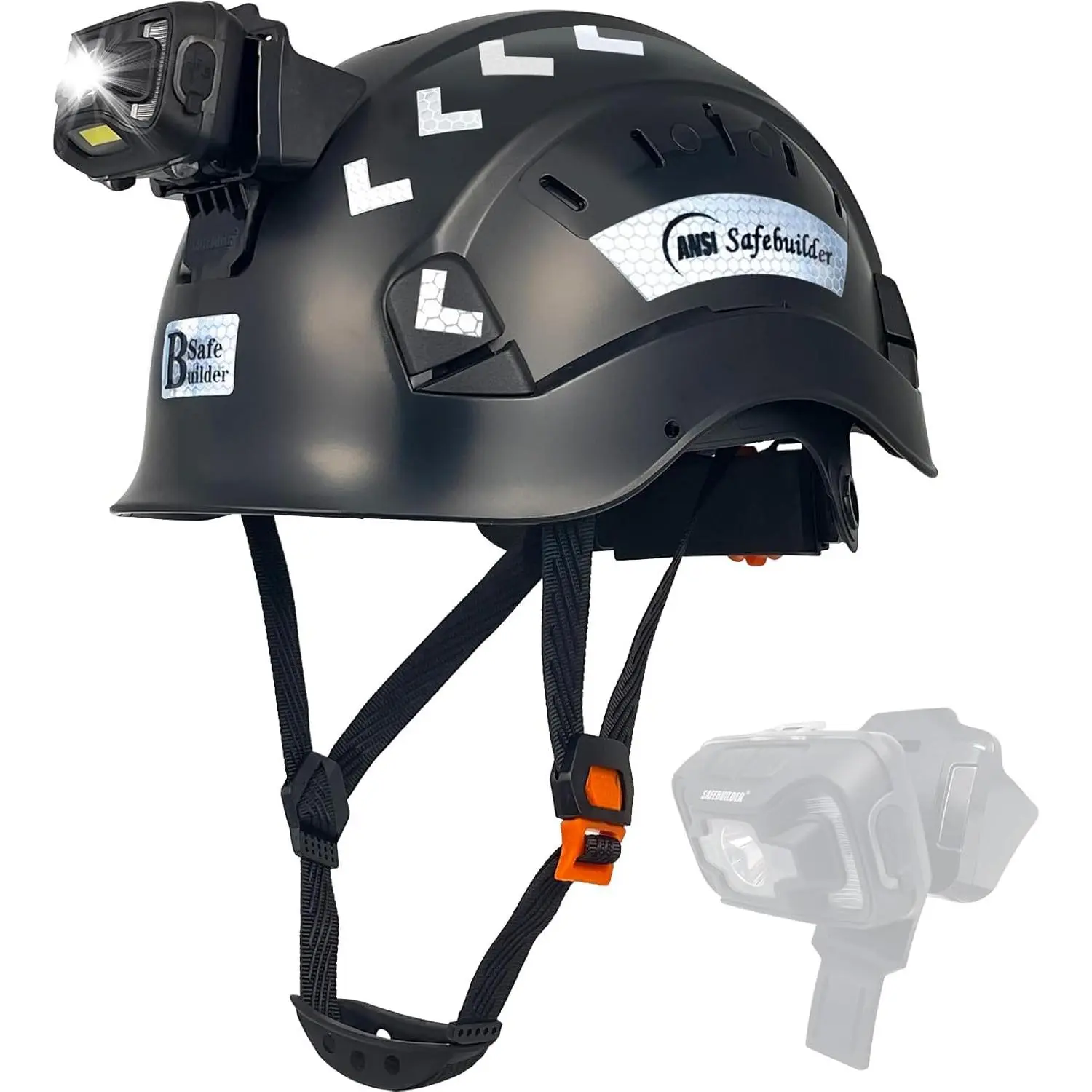 Vented Work Safety Hat with Hands-free Lighting, Shock-Absorbing Impact Shell, Comfort Fit Safetyequipment for Professional Job Sites, Construction, Day & Night Tasks, Shock-Absorbing Shell, Bright Light