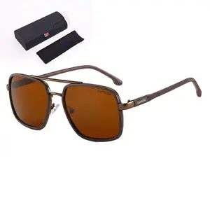Metal Aviator Polarized Sunglasses – Coffee Frame Brown Lens, UV400 Protection, Unisex Driving Outdoor Sports, with Case & Cloth