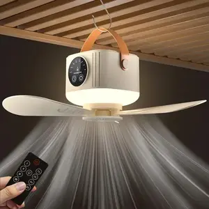 Portable Camping Fan, USB Rechargeable, 3 Speed Settings, 8 Hour Timer, Remote Control, Hanging Small Fan, Ideal for Tent, RV, Home, Office, Speed Adjustable Fan, Rechargeable Wind Fan