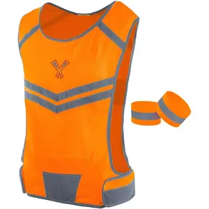 Running Reflective Vest, Inside Pocket & 2 Bands, High Visibility Reflective Running Vest for Night Running Walking Cycling