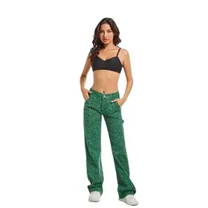 PINKYMOOR Woman Leopard Pants Wide Leg  Woman Loose Fit Vintage Baggy Fashion Leisure green pants Comfort Trousers Womens wear Bottom