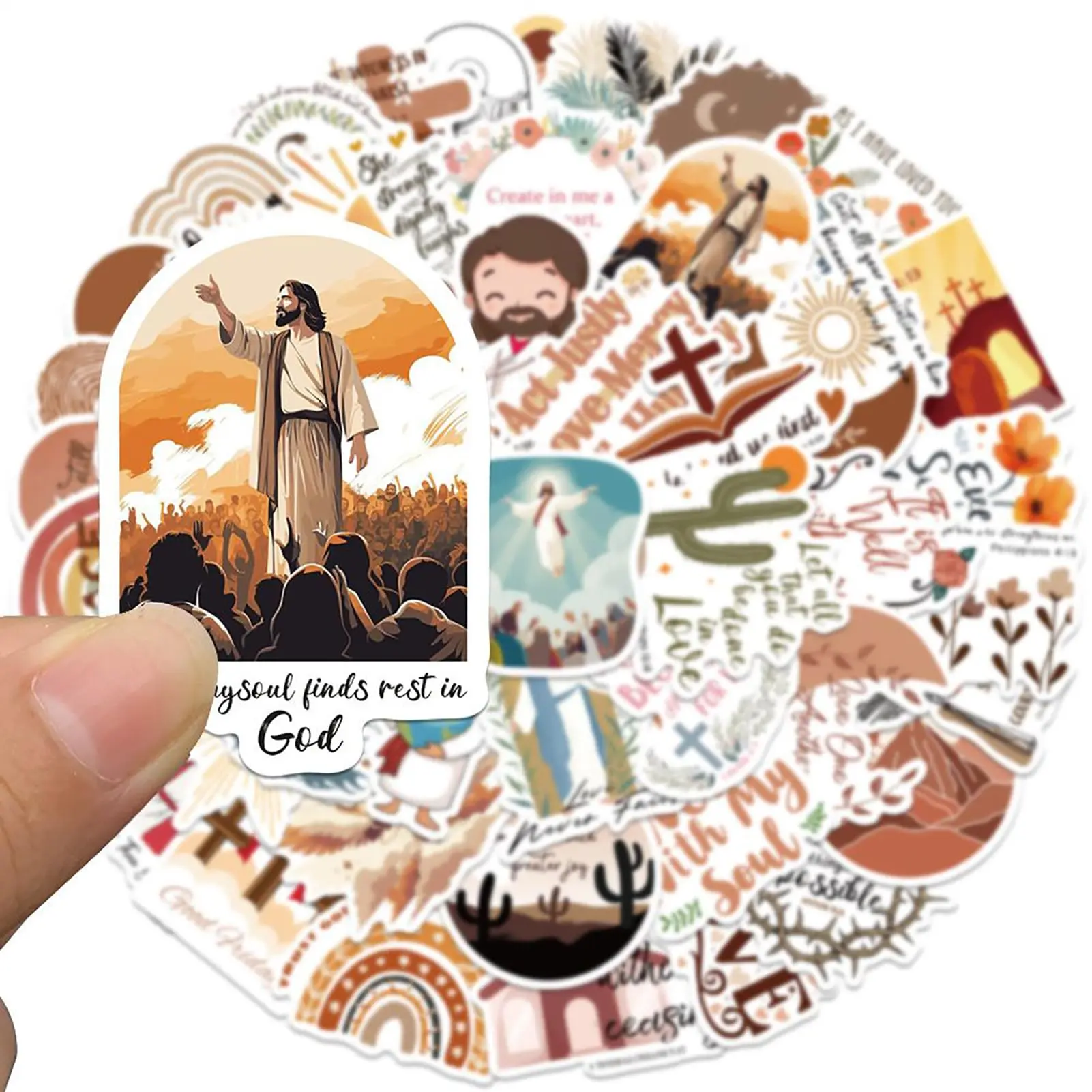 50Pcs Boho Religious Stickers | Aesthetic Journal Stickers for Kids Teens, Water Bottle Laptop Phone Decals | Birthday & Christmas Party Favors