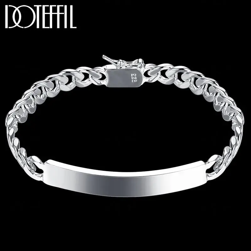 DOTEFFIL Unisex 925 Sterling Silver 8mm Smooth Sideways Bangle, Adult Fashion Jewelry, Ideal for Wedding-Engagement Events, Daily Wear