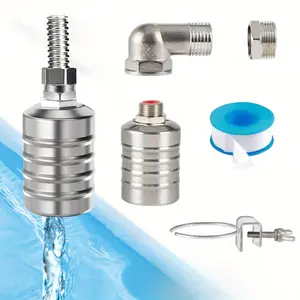 1Set Floating Valve, 1/2" to 3/4" Water Float Valve, 304 Stainless Steel Fully Automatic Water Level Control Float Valve, Automatic Water Level Controller for Water Tank, Swimming Pool,  male adapter garden hose Parts Hardware Metal