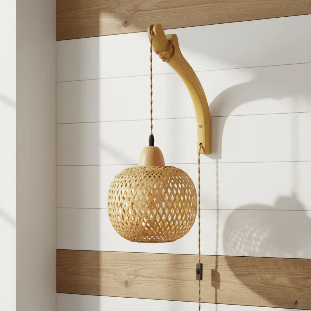 kyoeon Boho Bedroom Upgrade on a Budget!  This Plug-in Bamboo Wall Lamp is EVERYTHING! No Electrician Needed + Perfect Cozy Vibes