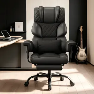 Vonesse Big and Tall Office Chair, Computer Chair with Soft Adjustable Armrests, Ergonomic Gaming Chair with Breathable Linen Design, Executive Chairs with Footrest V3048A