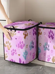 Cute Dog Paw Print Blanket Storage Bag, Durable Material, Easy Carry Handle, Perfect for Home Use, Stores Blankets & Toys