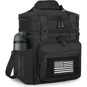 Double Deck Insulated Lunch Box, Expandable Large Lunch Bag Leakproof Cooler Bag Lunch Pail for Men Women Adults Work Shifts Travel Daytrip, 16L, Black