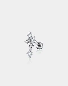 Dendriform Dangle CZ Helix Stud