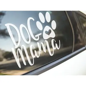 Dog Mama Car Truck Window Sticker Dog Lover Mom Heart Paw Decal Vehicle Accessories Car Decor New Car Gifts Pets