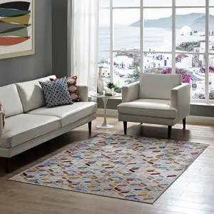 Modway Laleh Geometric Mosaic 4x6 Area Rug in Multicolored