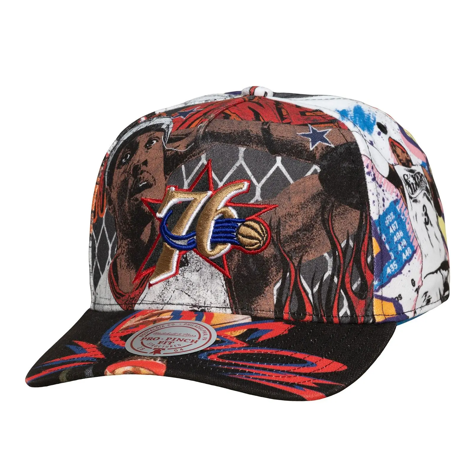 Allen Iverson Philadelphia 76ers Hardwood Classics My Tee Pro Pinch Snapback Hat NBA Throwback Cap Adjustable Fan Gear Mitchell & Ness
