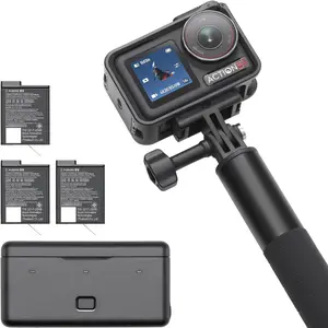 DJI Osmo Action 5 Pro Adventure Combo, 4K with 1/1.3" Sensor, 12h Extended Battery Life with 3 Batteries, Stabilization, Dual OLED Touchscreens, Mini Action Camera for Travel, Vlog