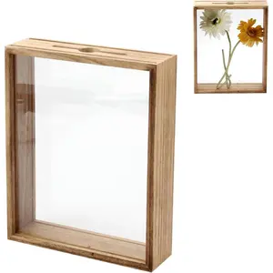 8x10 Wooden Top Loading Shadow Box, Shadow Box Frame, Wooden DIY Tabletop Display Case, DIY Sweet , Memory Box for Movie Travel Sporting Events Concert Ticket Stubs Drink  Caps